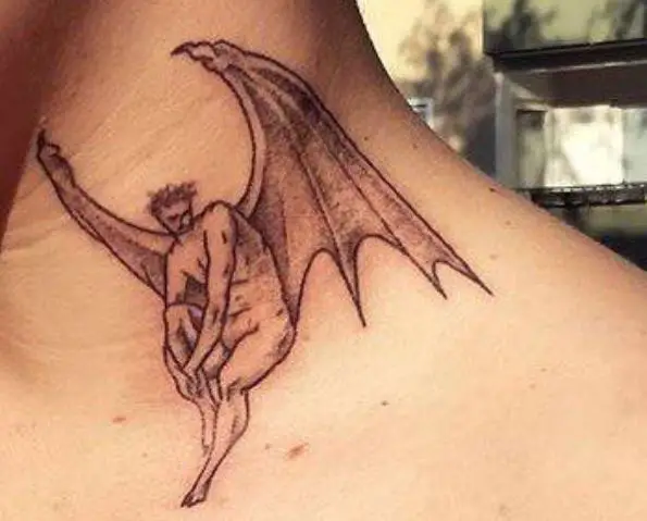 Lucifer tattooed on Yung Lean's neck