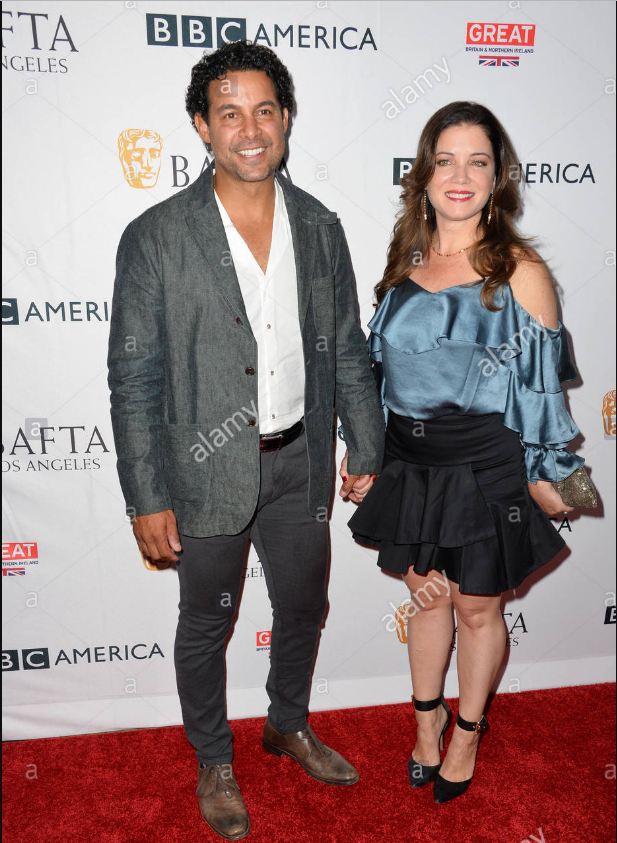 Jon Huertas poses with wife Nicole at BBC America tea partyÃ‚Â 2017